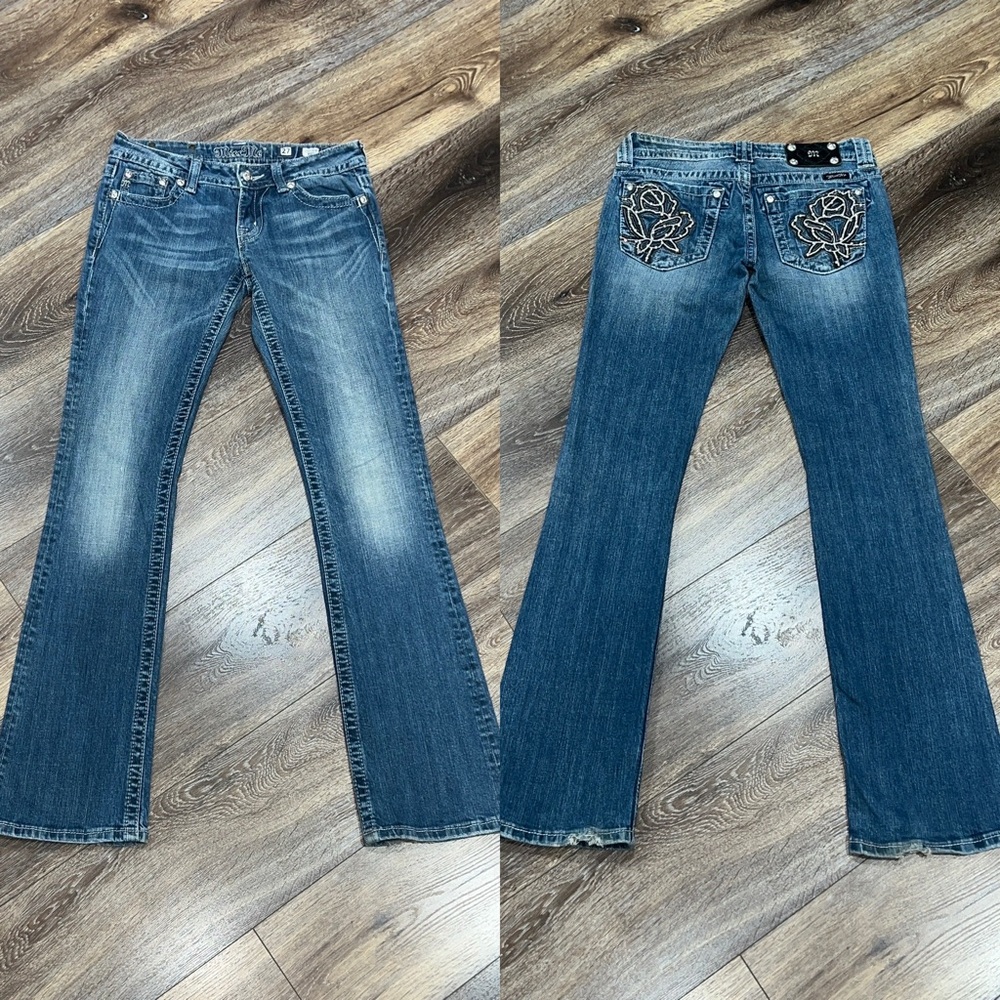 Miss Me Crystal Rose Embellished Leather, Embroidery, Rhinestone Back Pockets 🌹